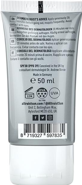 Actual product image Altruist Dermatologist Sunscreen Fluid SPF30 50ml Face Fluid (Sun cream face, SPF 30, 50 ml, 50 g)