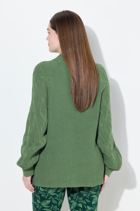 Image du produit Ulla Popken Pull en coton bio, col montant et manches longues, mailles torsadées (46, 48)