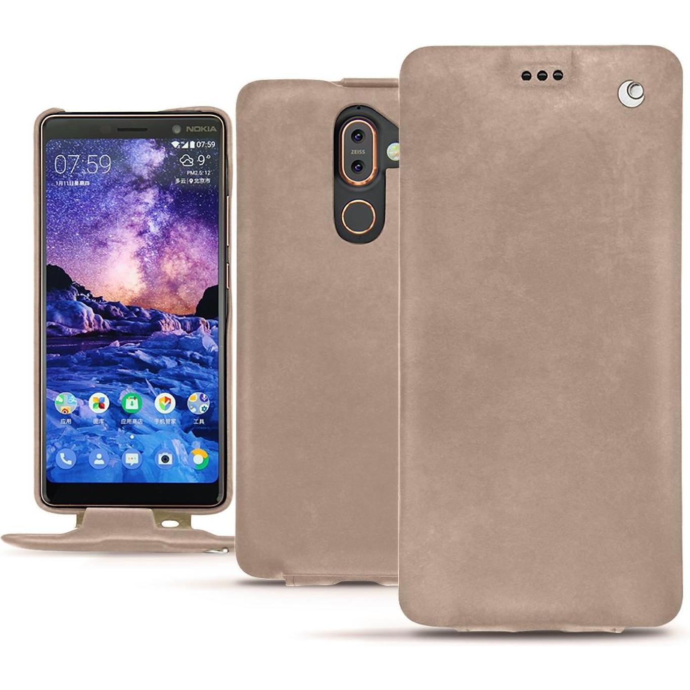 Noreve Lederschutzhülle vertikal (Apple iPhone 7 Plus), Smartphone Hülle, Beige