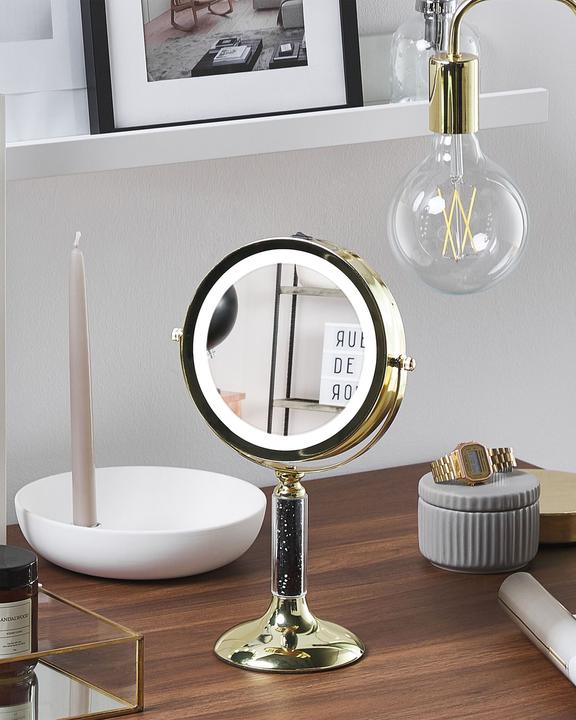 Image du produit Beliani miroir cosmétique Lumarko miroir cosmétique LED ø 18 cm or BAIXAS! (Ø 18 cm)