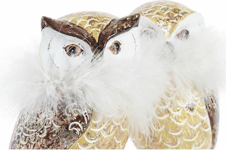 Immagine prodotto DKD Home Decor Weihnachtsschmuck Eule Gold Weiss Harz (7,5 x 7,5 x 14 cm) (2 Stück) (2x)