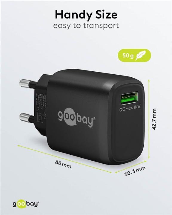 Actual product image Goobay USB A Quick Charger QC 3.0 (18 W)