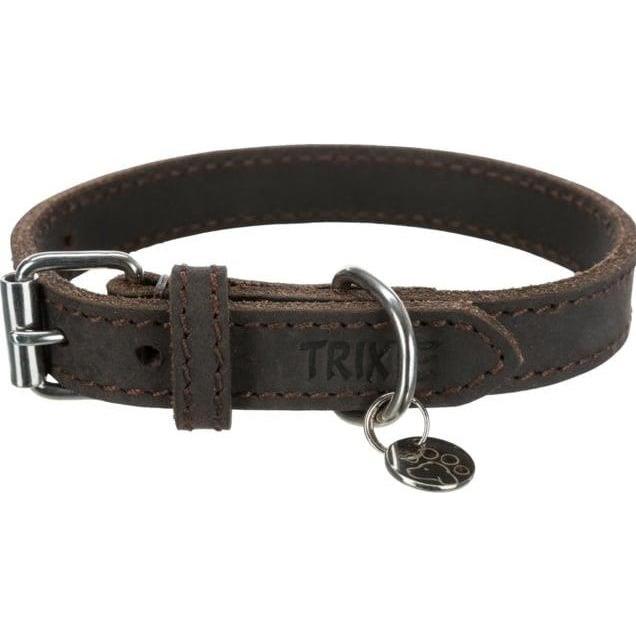 Trixie Rustic Fettleder-Halsband (M, Hund, Hundesport), Halsband + Leine
