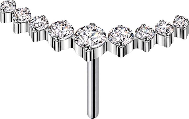 Immagine prodotto Star Piercing Threadless argento curvo nove cristalli rotondi argento (senza ottone, Titanio)