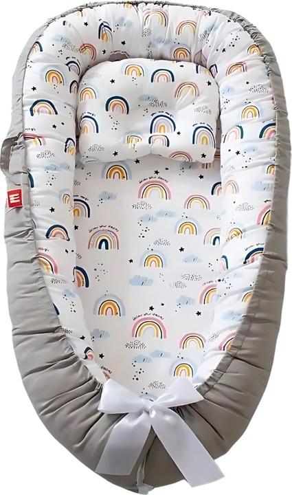 Image du produit Milkii Nid douillet pour bébé avec coussin amovible, arc-en-ciel