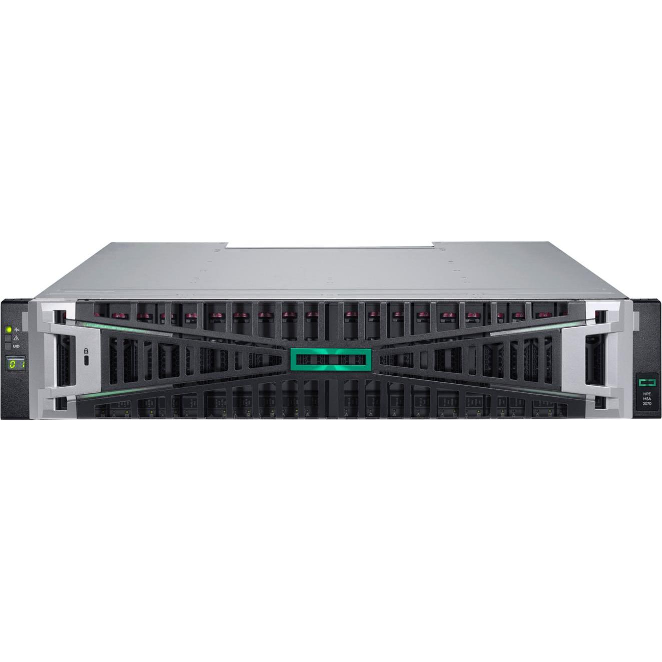 HPE MSA 2070 SFF 2x10/25GbE iSCSI 4-port Cntrl 12x1.92TB SSD 4x10Gb iSCSI XCVR 23TB Storage Array, Storagesystem