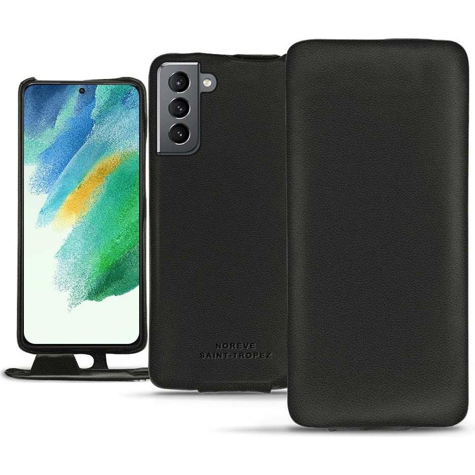 Noreve Lederschutzhülle vertikal (Samsung Galaxy S21 FE), Smartphone Hülle, Schwarz