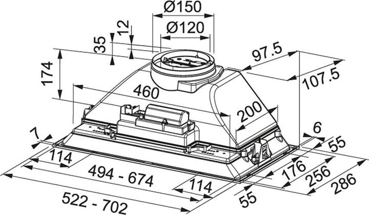 Produktbild Franke Grupo filtrante 52/70 FBI 525 XS Built-in Stainless steel ³/h B (Zwischenbauhaube)