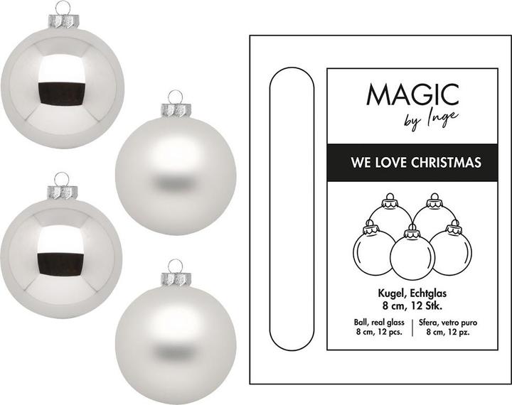 Image du produit Inge’s Glas Christmas Decor Boule de Noël Frosty Silver Ø 8 cm 12 pièces (12 x)