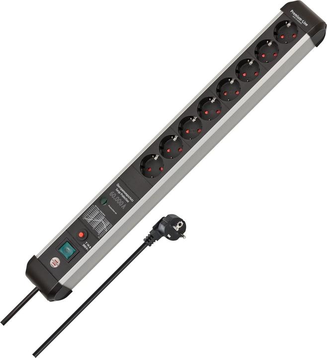 Actual product image Brennenstuhl Premium Protect-Line PDU, 8 sockets, 3m, Silver/gray, with switch and surge protecti...