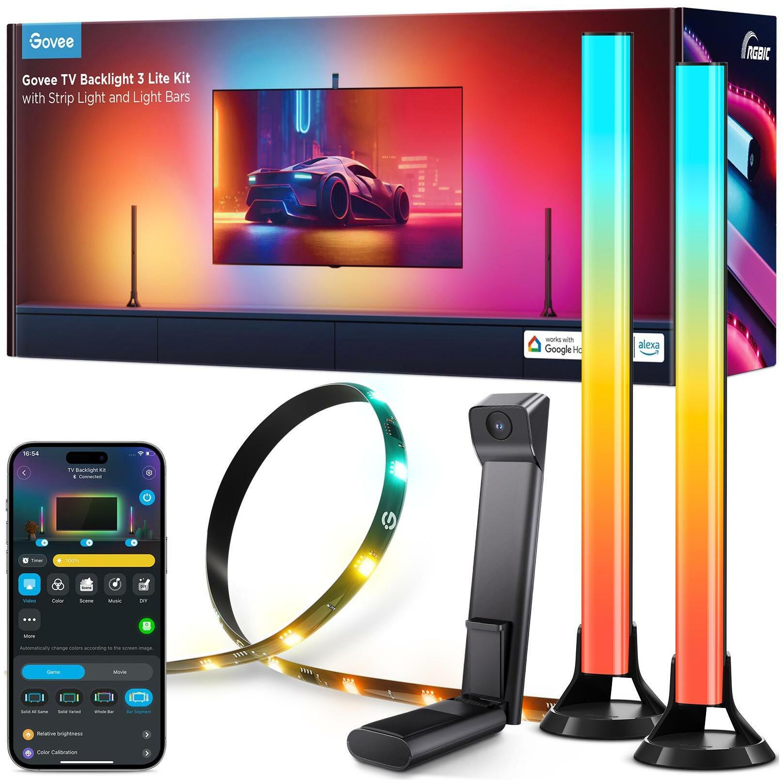 Govee, LED Streifen, TV Backlight 3 Lite Kit (Warmweiss, RGBIC, 41 cm, Indoor)