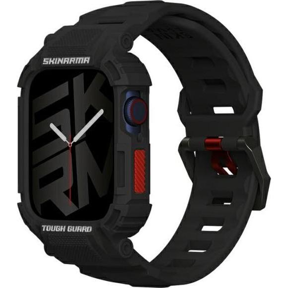 Skinarma Band+Case Mecha 2in1 Apple Watch 45/44mm black (44mm), Uhrenarmband, Schwarz