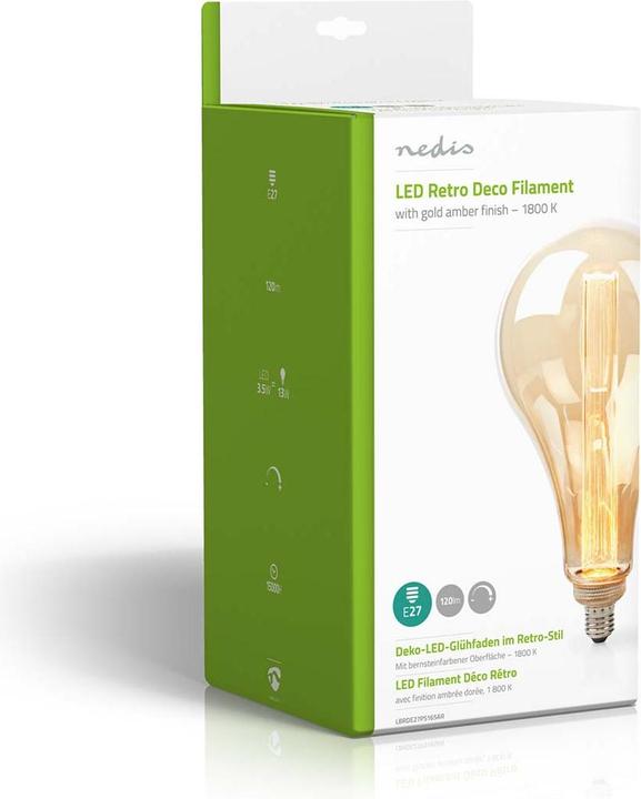 Image du produit Nedis Ampoule LED à filament E27 PS165 3.5 W 120 lm 1800 K avec finition or ambre Retro Style 1 pièce (E27, 120 lm, 1x)