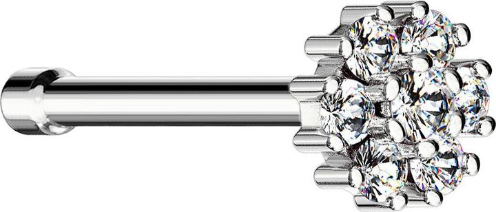 Immagine prodotto Star Piercing Borchia da naso dritta in argento con fiore di cristallo (Ottone, Acciaio chirurgico 316L)