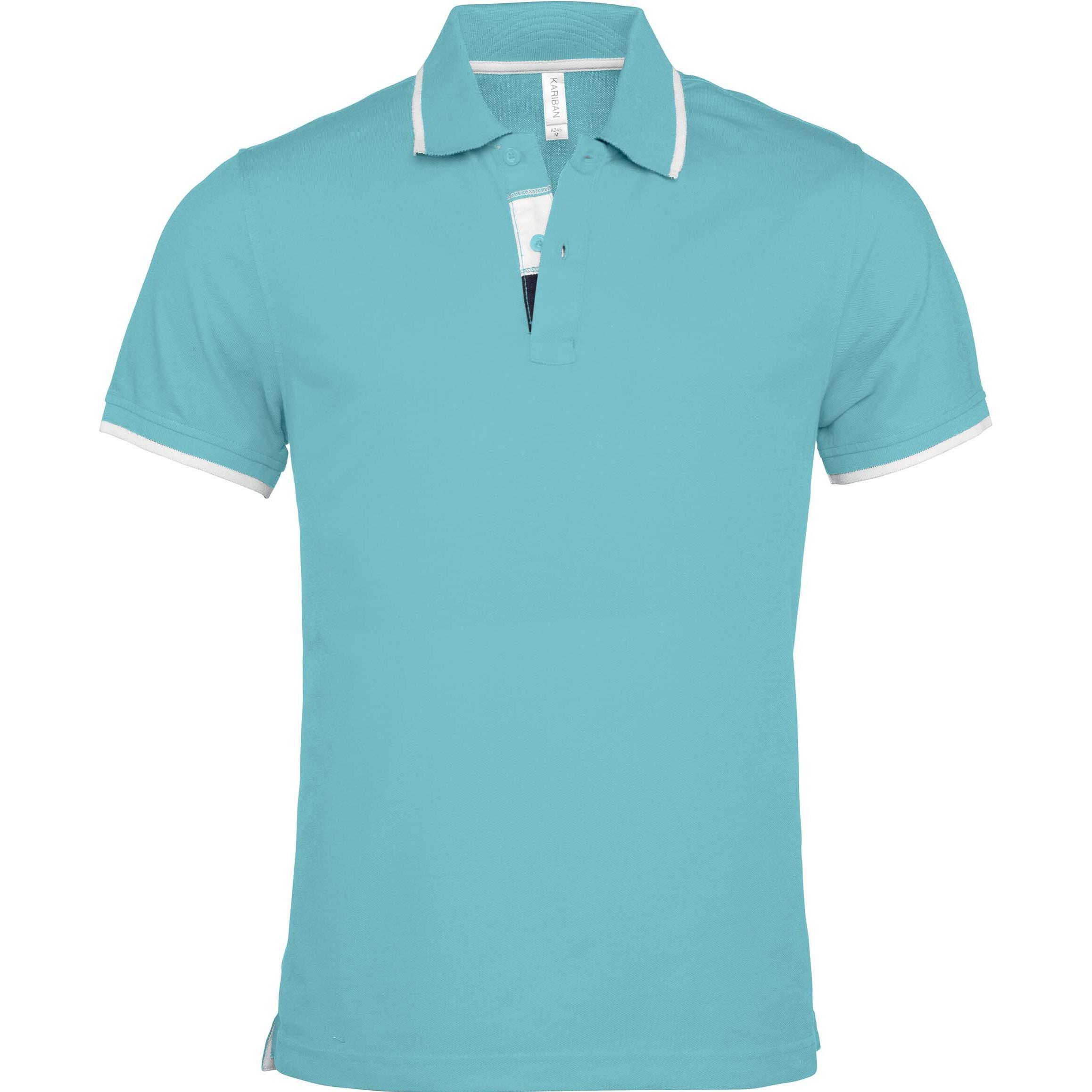 Kariban, Herren, Shirt, Piqué-Poloshirt, Grau, Blau, Türkis, (S)