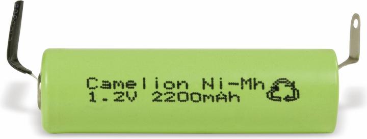 Produktbild Camelion NiMH Akku Mignon (AA) mit 2200mAh und U-Lötfahne im Kunststoffmantel (1 Stk., AA, 2200 mAh, Ladegerät inkl. Akku)