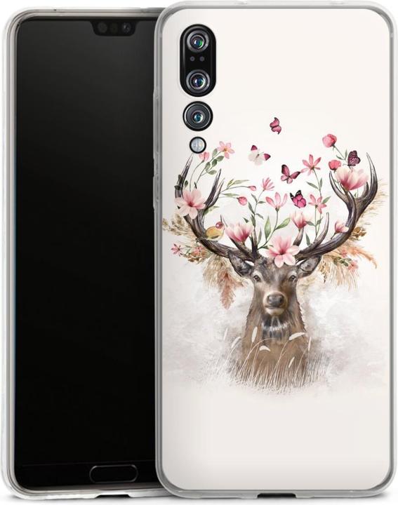 Produktbild DeinDesign Silikon Hülle für Huawei P20 Pro Handyhülle Case Smartphone Schutzhülle Blumen Hirsch Tiere (Huawei P20 Pro)