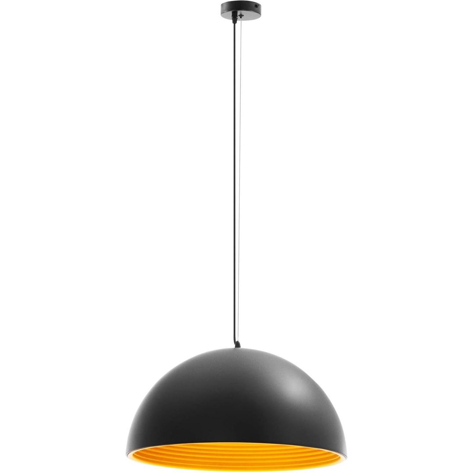 Uniprodo, Pendelleuchte, Pendelleuchte 1 Leuchtmittel grosser schwarzer Schirm golden beschichtet E27 40 W (E27)