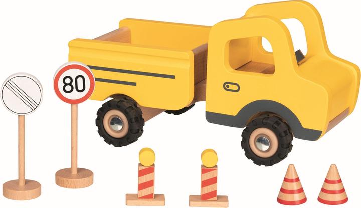 Goki Construction site vehicle with traffic signs