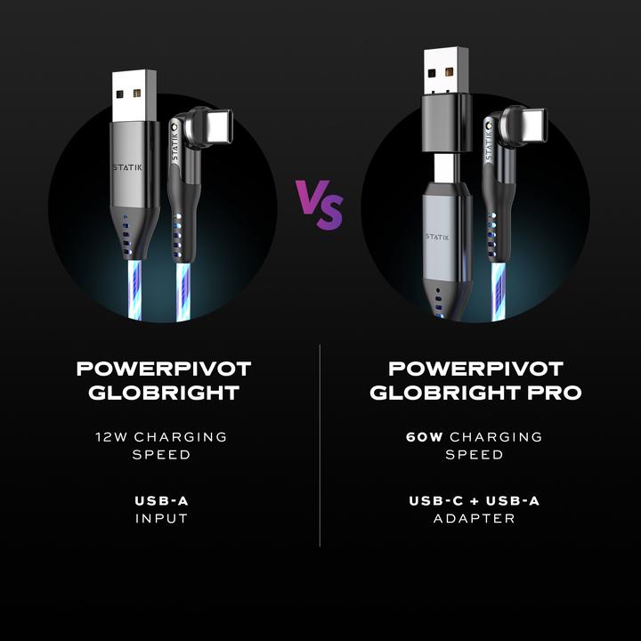 Produktbild Statik 360° drehbares & glowing USB-C-C Kabel 1.8m (2 m, USB 2.0, 60 W)