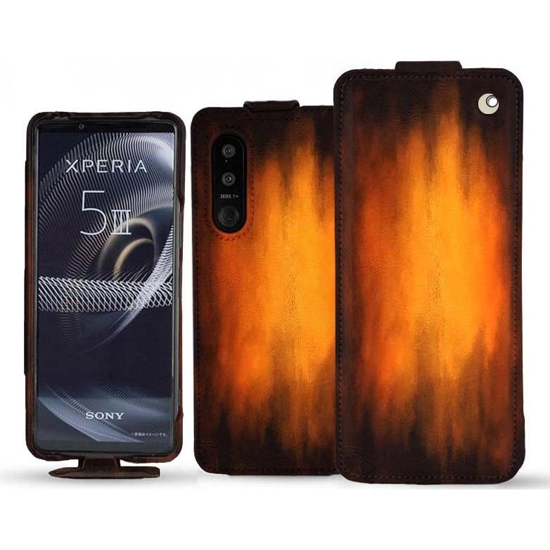 Noreve Lederschutzhülle vertikal (Sony Xperia 5 III), Smartphone Hülle, Violett