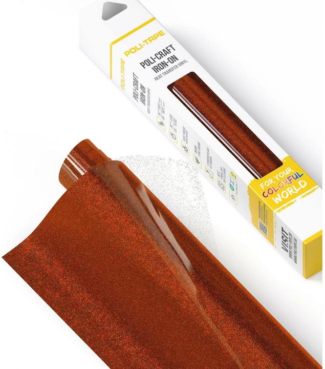 Poli-tape Aufbügelfolie Glitter Kupfer (100 g/m², 1x)