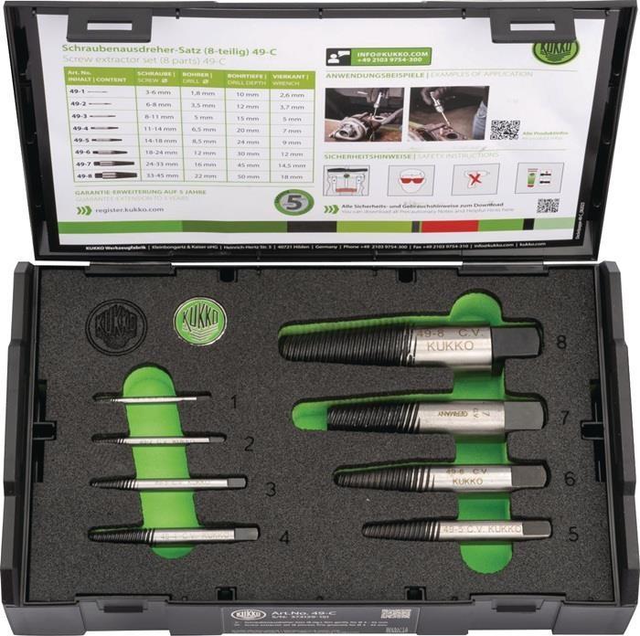 Produktbild Kukko Schraubenausdrehersatz 49-C M3 - M45 8-teilig Nenngrösse 1, 2, 3, 4, 5, 6, 7, 8