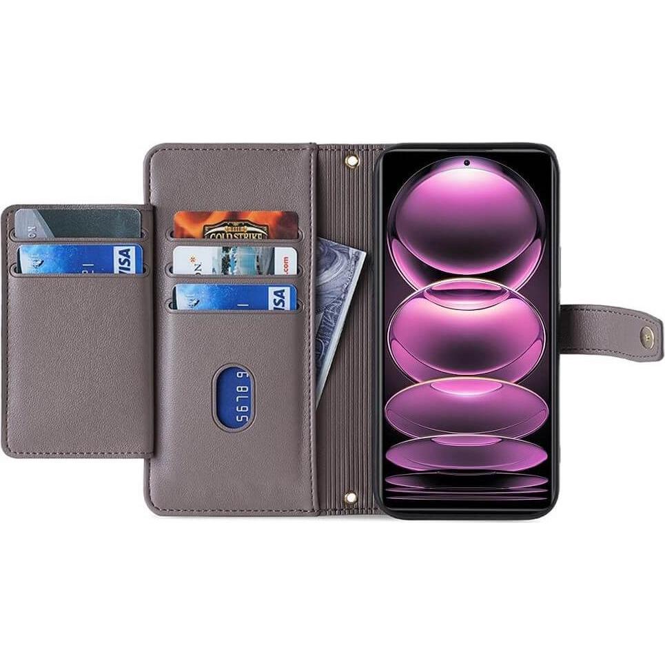 Thumbnail - Cover-Discount Xiaomi Poco X5 Pro - Wallet Etui Hülle grau (Xiaomi Poco X5 Pro, Xiaomi Redmi Note 12 Pro 5G), Smartphone...