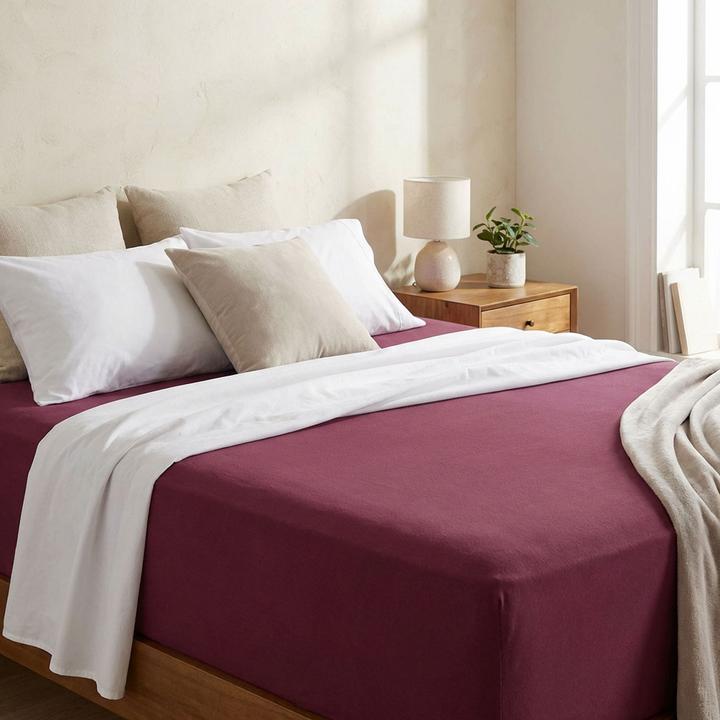Produktbild Casativo Premium Spannbetttuch für Boxspringbett & Wasserbett - Bordeaux, 140-160x220 cm - 190g/m2 (140-160 x 220 cm)