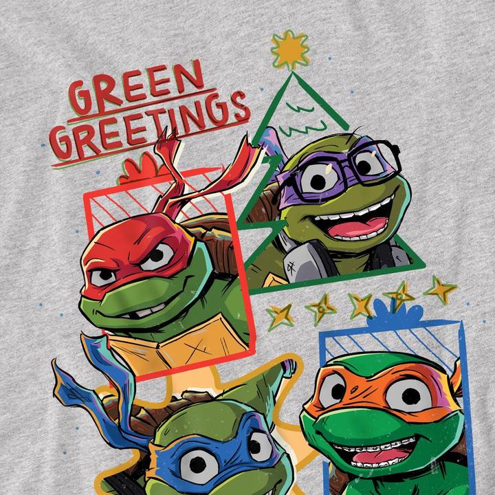 Actual product image Teenage Mutant NT Mens Green Greetings Christmas T-Shirt (4XL)