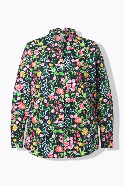 Actual product image Ulla Popken Floral Goblet Collar Button Down Blouse (60)