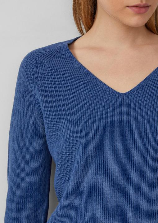 Produktbild s.Oliver Strickpullover Strickpullover aus Baumwollmix mit V-Ausschnitt (44)