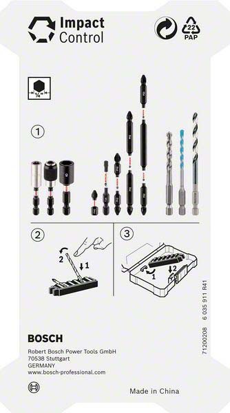 Actual product image Bosch Professional Zubehör Pick and Click Multi Construction Drill and Impact Control Screwdriver bit set (Hexagon socket TX M20, Hexagon socket TX M30, Hexagon socket TX M15, Hexagon socket TX M25, Hexagon socket TX M40, Cross Phillips PH M1, Cross Phillips PH M2, Cross Pozidriv PZ M2, Cross Phillips PH M3, Cross Pozidriv PZ M3)