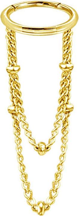 Produktbild Star Piercing Micro Segmentring klappbar vergoldet Anhänger zwei Ketten Ringe (Chirurgenstahl 316L, ohne Messing)