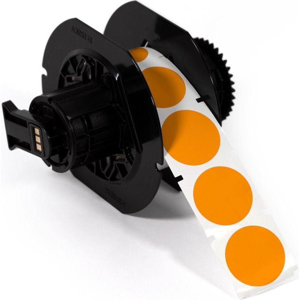 Brady, Etiketten, B30-D35-595-OR, Prüfplakette, Vinyl, rund ⌀ 35 mm, orange (750 Etiketten)