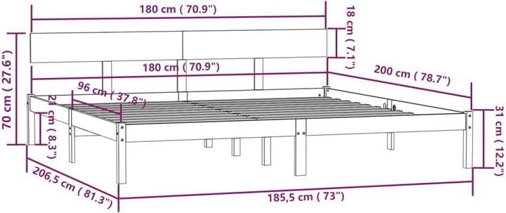 Produktbild vidaXL Bettrahmen (180 x 200 cm)