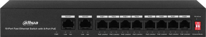 Actual product image Dahua PoE DH-PFS3010-8ET-65 network switch Fast Ethernet (10/100) Power over Ethernet (8 Ports)
