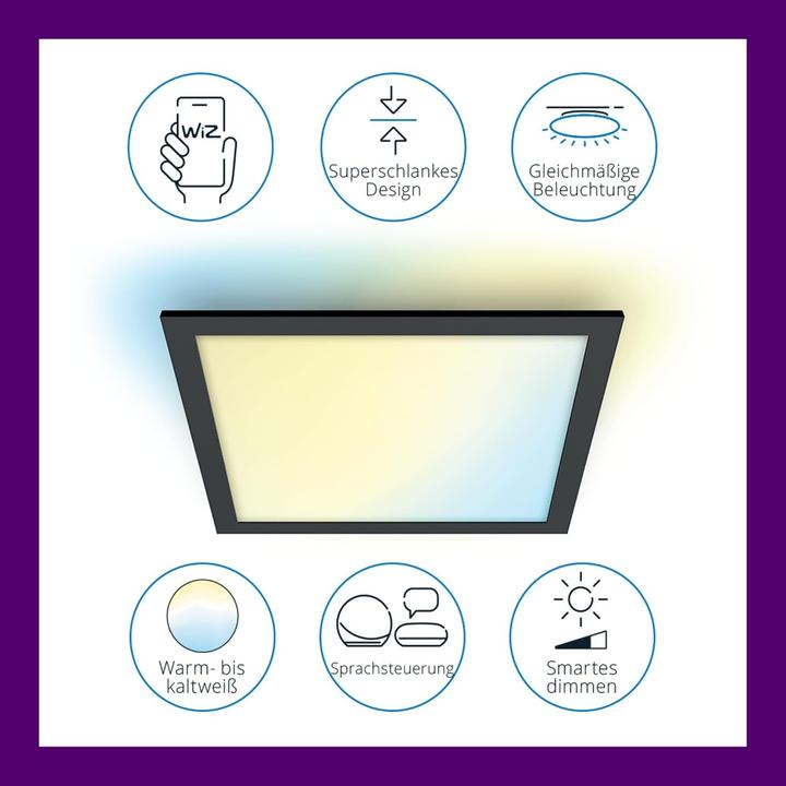 Image du produit WiZ Panel Plafonnier Carré Tunable White 3400lm Noir Pack individuel (3400 lm)