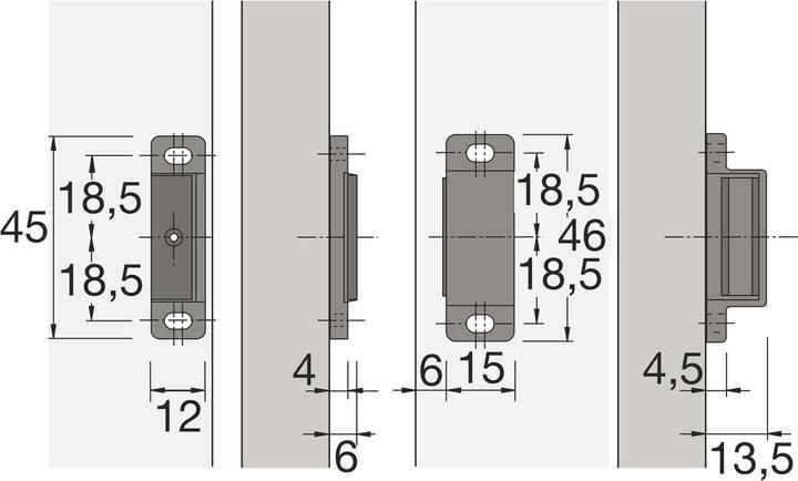 Actual product image Hettich Magnetic catch M74 + counterpart, HK 4 kg, KS brown