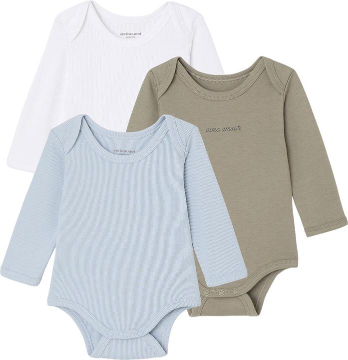 Produktbild Vertbaudet Bio-Kollektion: 3er-Pack Baby Schlupfbodys, Ripp & Interlock-Jersey (86)