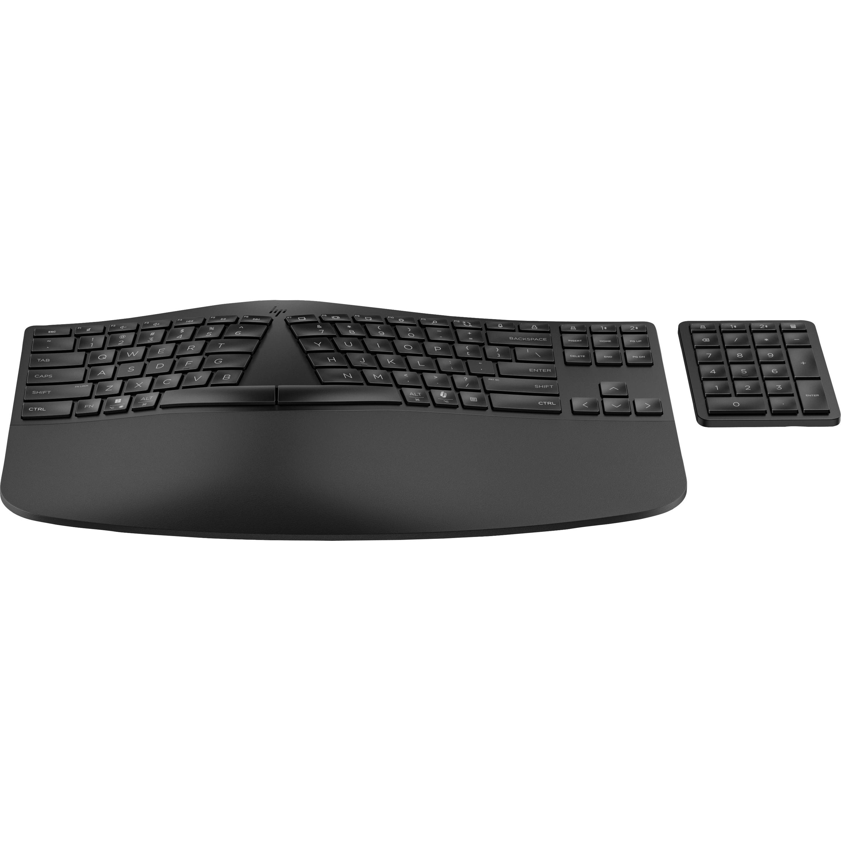 HP 960 BLK Ergonomic Wireless Keyboard GR (P) (DE, Kabellos), Tastatur, Schwarz