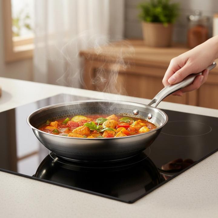 Produktbild Cheffinger Pfanne Wabenstruktur mit Langgriff (Bratpfanne, Edelstahl, 28 x 6 cm)