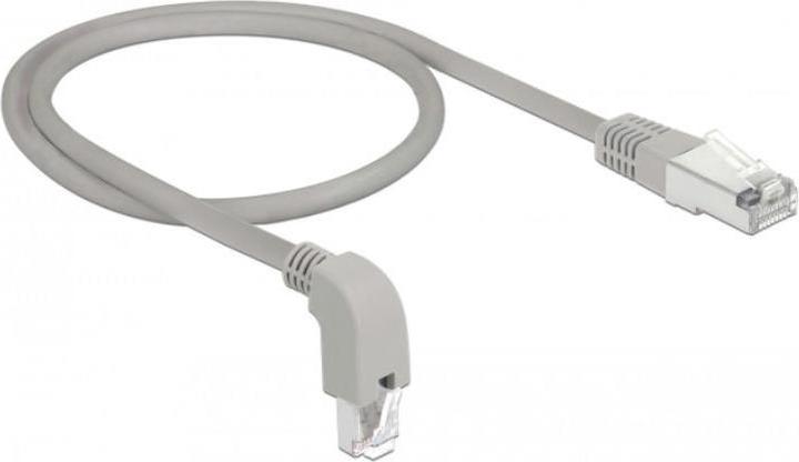 Actual product image Delock Patch cable RJ-45 (M) angled down to RJ-45 (M) straight (S/FTP, CAT6, 0.50 m)