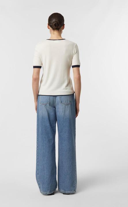 Image du produit Comma Strickpullover Basic Feinstrick-Shirt mit Kontrastabschlüssen (38)