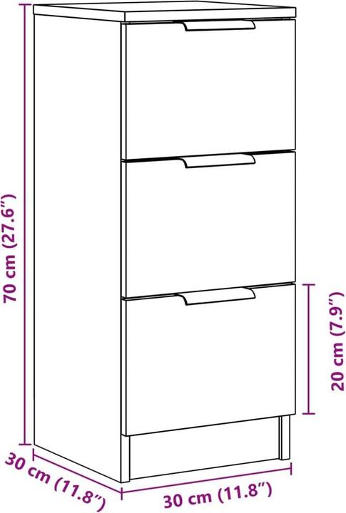 Produktbild vidaXL Sideboard mit Schubladen Kommode Anrichte Beistellschrank Altholz-Optik (30 x 30 x 70 cm)