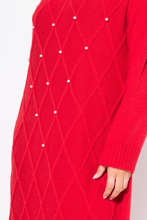 Immagine prodotto Miamoda Strickkleid, Rhombenstruktur, Zierperlen, Langarm (50, 52)