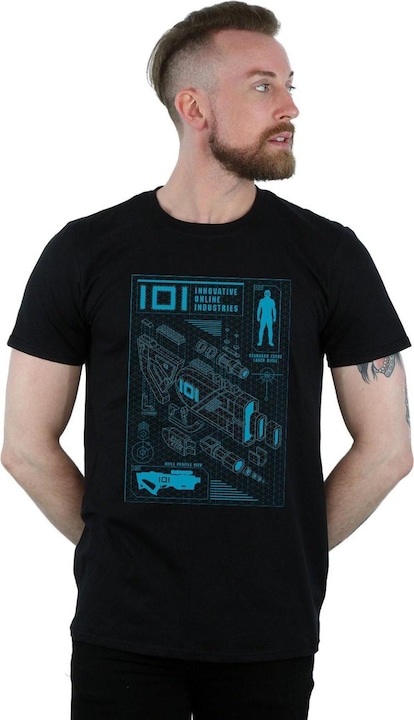 Actual product image Ready Player One Mens IOI Laser Rifle Blueprint T-Shirt (L)