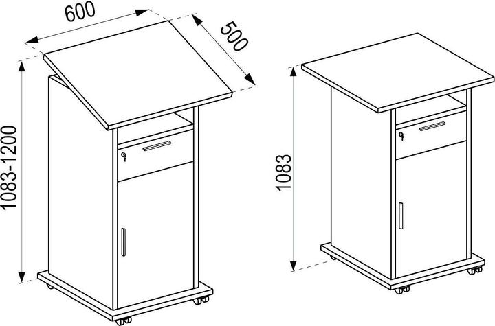 Actual product image VCM Wooden Standing Desk Lectern Castors Melta T (60 x 120 x 50 cm)