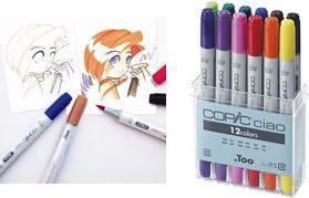 Immagine prodotto Copic Ciao set da 12 (100 (Nero), V09 (Viola), R29 (Rosso rossetto), G17 (Forest Green), BV08 (Blu Viola), E29 (Umbero bruciato), Y06 (Giallo), BG09 (Blu Verde), B29 (Ultra Marine), RV04 (rosa shocking), YR07 (Arancione cadmio), YG06 (Verde giallastro), 7 mm, 12 x)