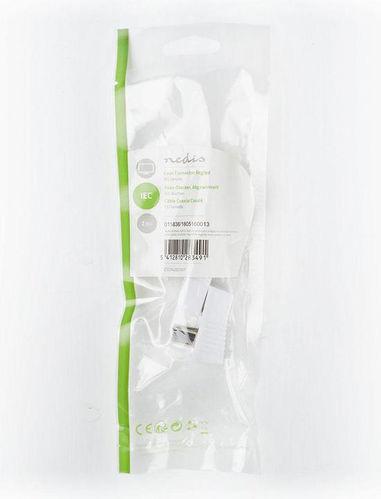 Actual product image Nedis IEC (coax) plug, angled | socket - square design - 2 pieces | white (Antenna cable)